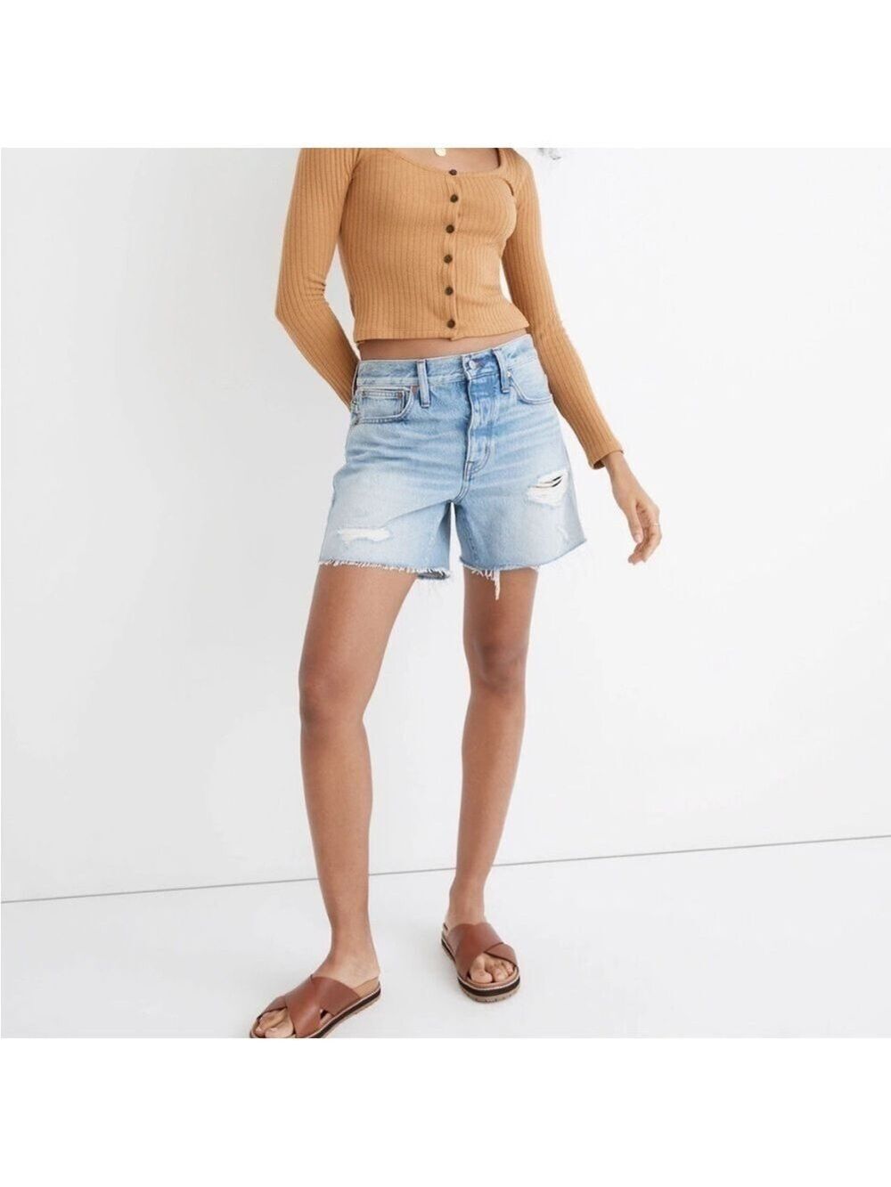 Madewell Denim Shorts Steenwick Wash Ripped Edition size 24